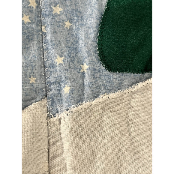 Handmade Winter Christmas Patchwork Appliqué Quilt Twin Snowmen Cabins Bears Fun - Picture 10 of 12